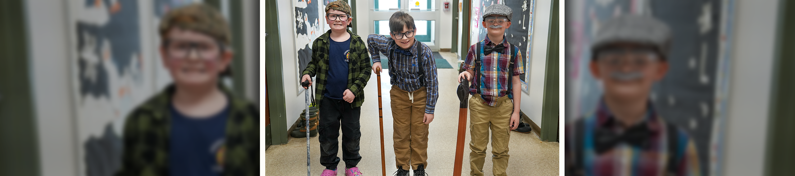 Photo of three Students having fun pretending to be grown-ups